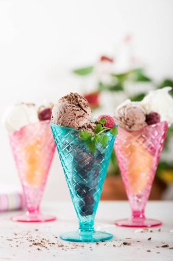 Plastik dondurma dondurma külah buz çikolata ve vanilya Cr ile