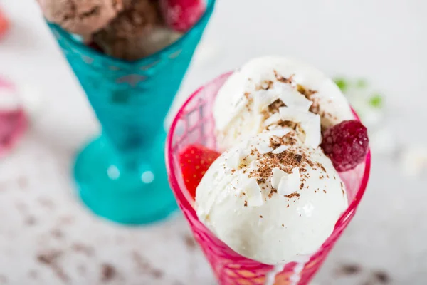 Plastic Ice Cream Sundae Cones with Chocolate and Vanilla Ice Cr