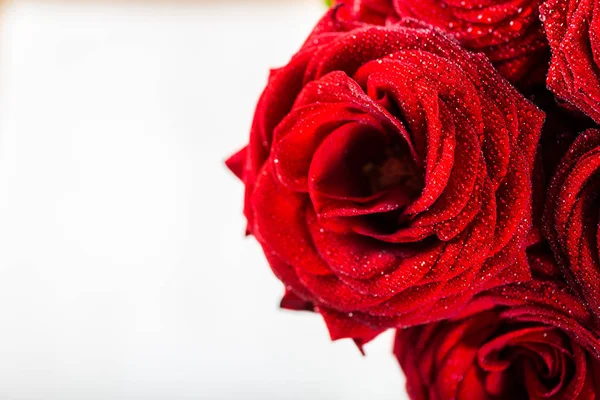 Belo buquê de rosas vermelhas, amor e romance conceito — Fotografia de Stock