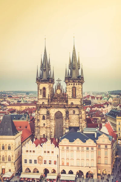 Vista Sobre Panorama Praga Con Techos Rojos Arquitectura Histórica Staromestska — Foto de Stock