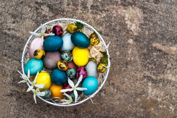 Different Easter Eggs dyed in Natural ingredients, such as beetroot, red cabbage, cumin