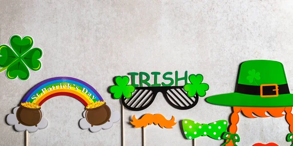 Différents Accessoires Photomaton Pour Fête Patricks Day Vue Dessus Fond — Photo