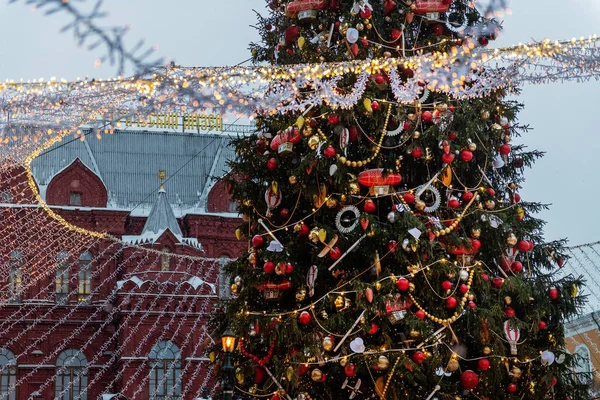 Різдво і новий рік у Москві на червоній Сквайр — стокове фото