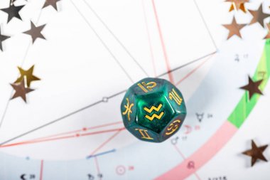 Kova 20 Ocak - 18 Şubat burç sembolü zarlarla Astroloji
