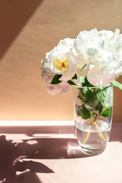 White Peonies Bouquet, strong shadows