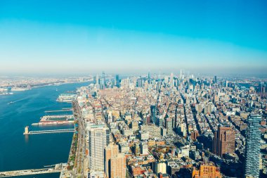 New York şehrinin gökyüzü ve Manhattan 'ın muhteşem manzarası.