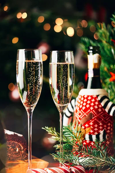 Xmas or New Year Party with champagne — Stock Photo, Image