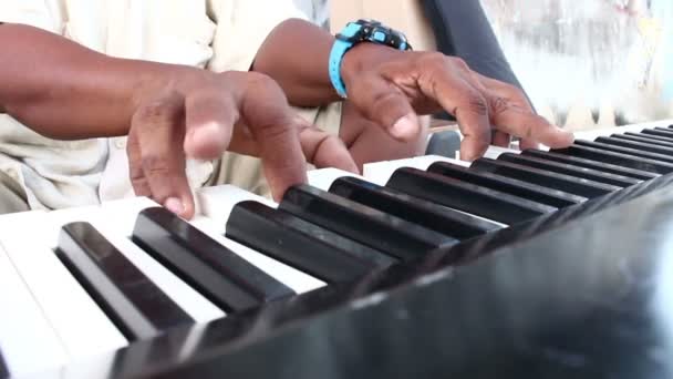Human Hand Playing Electric Piano — Stock Video