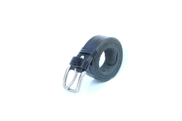 Black Leather Belt Isolated — Stock Photo, Image