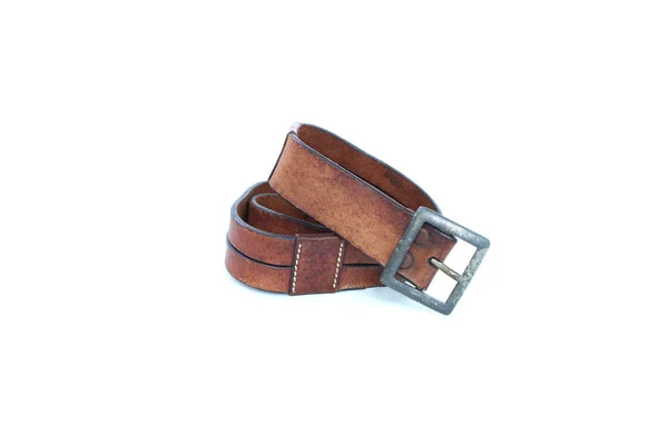 Brown Leather Belt Isolated — Stock Photo, Image