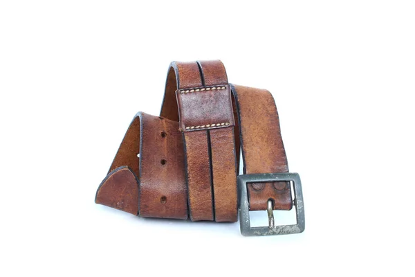 Brown Leather Belt Isolated — Stock Photo, Image