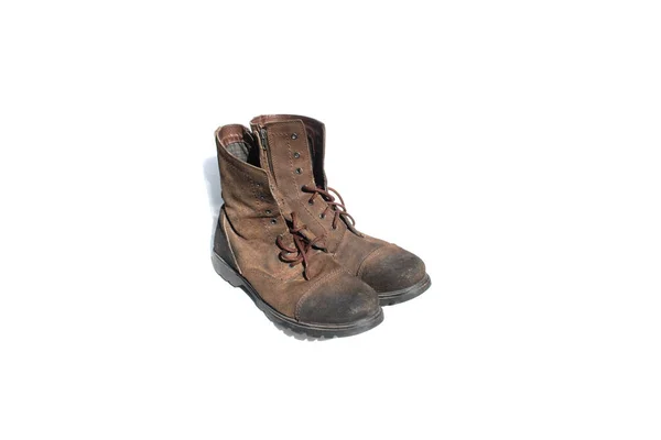 brown safety shoes on isolated