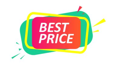 Satılık ve promosyon için en iyi fiyat. Yeşil ve sarı elementli kırmızı etiket.