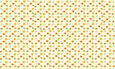 Kırmızı turuncu balkabağı ve yapraklı vektör çizimi deseni