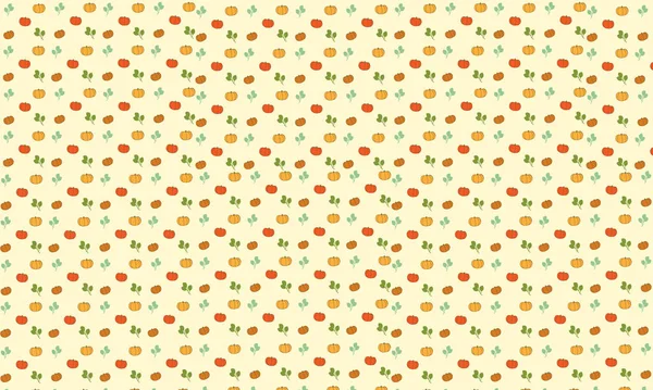Vector Illustration Pattern Red Orange Yellow Pumpkins Leaves — Stock Vector