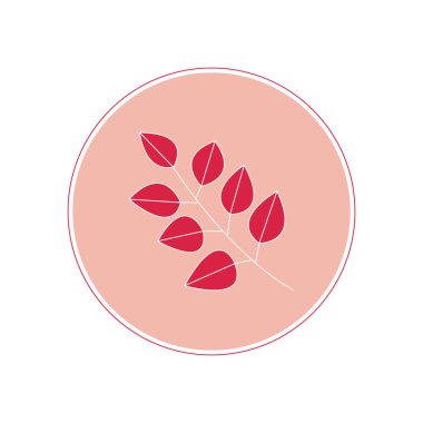 İş dünyasının sosyal medya hikayeleri için vektör grafik simgesi logosu pastel renkli blog yazarlarının altını çiziyor. Pembe arka planda kırmızı yapraklı dal