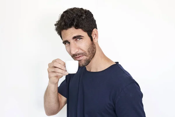 Handsome Guy Coffee Portrait — Stock Photo, Image