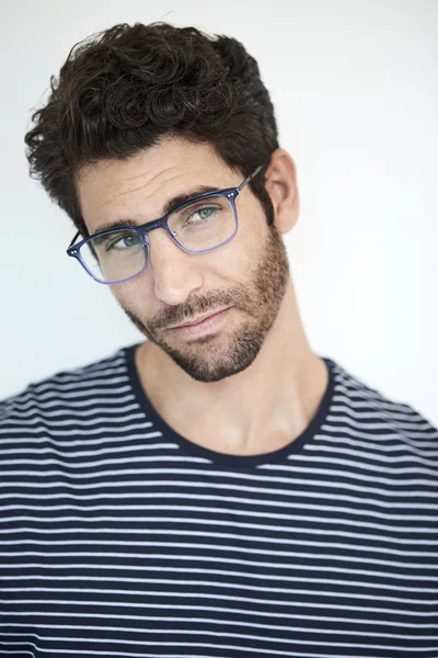 Thoughtful Handsome Guy Glasses Looking Away — Stock Photo, Image