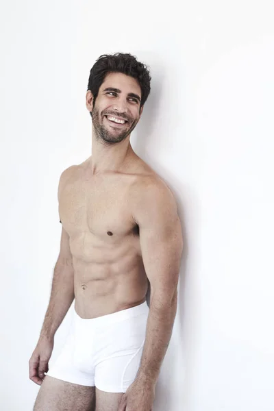 Man Laughing White Undershorts — Stock Photo, Image