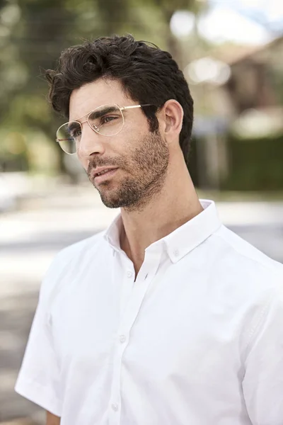 Thoughtful Man Glasses Looking Away — Stock Photo, Image