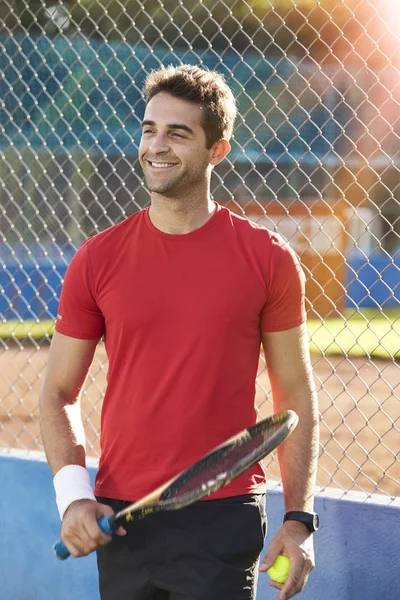 Joueur Tennis Souriant Shirt Rouge — Photo