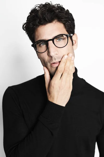 Studio Shot Handsome Man Glasses — Stock Photo, Image