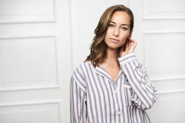 Portrait Beautiful Woman Pajamas — Stock Photo, Image