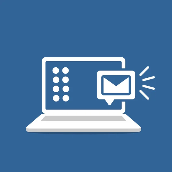 Alerta Por Mail Laptop Mensagem Ecrã Computador Notificação Vetor Concept —  Vetores de Stock