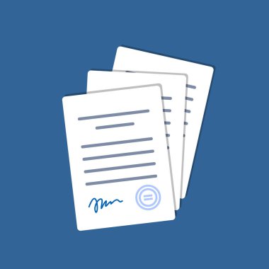 Office belgeleri izole. Finansal kağıtları gölge ile. Evrak yığını. Önemli evraklar. İş yazma boş. Belgeleri vektör.