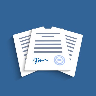 Office belgeleri izole. Finansal kağıtları gölge ile. Evrak yığını. Önemli evraklar. İş yazma boş. Belgeleri vektör.
