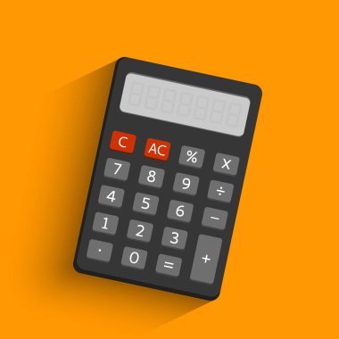 Elektronik hesap makinesi ile düz stil gölgesinde. Sayısal tuş takımı matematik aygıt vektör illüstrasyon izole.