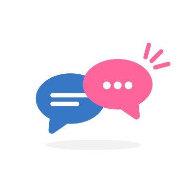 Sohbet kabarcıklar simgesine dikkat edin. Modern iletişim kavramı. Düz stil vektör çizim.