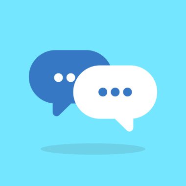 Sohbet kabarcıklar simgesine dikkat edin. Modern iletişim kavramı. Düz stil vektör çizim.