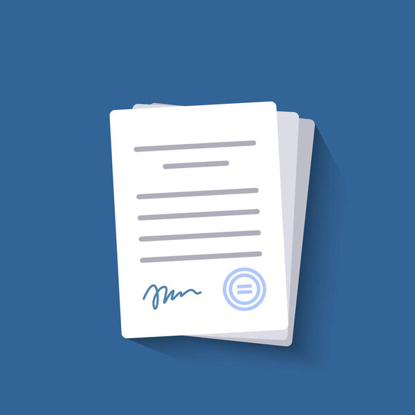 Office documents isolated. Financial papers with shadow. Stack of paperwork. Important papers.Business writing blank. Documentation vector.