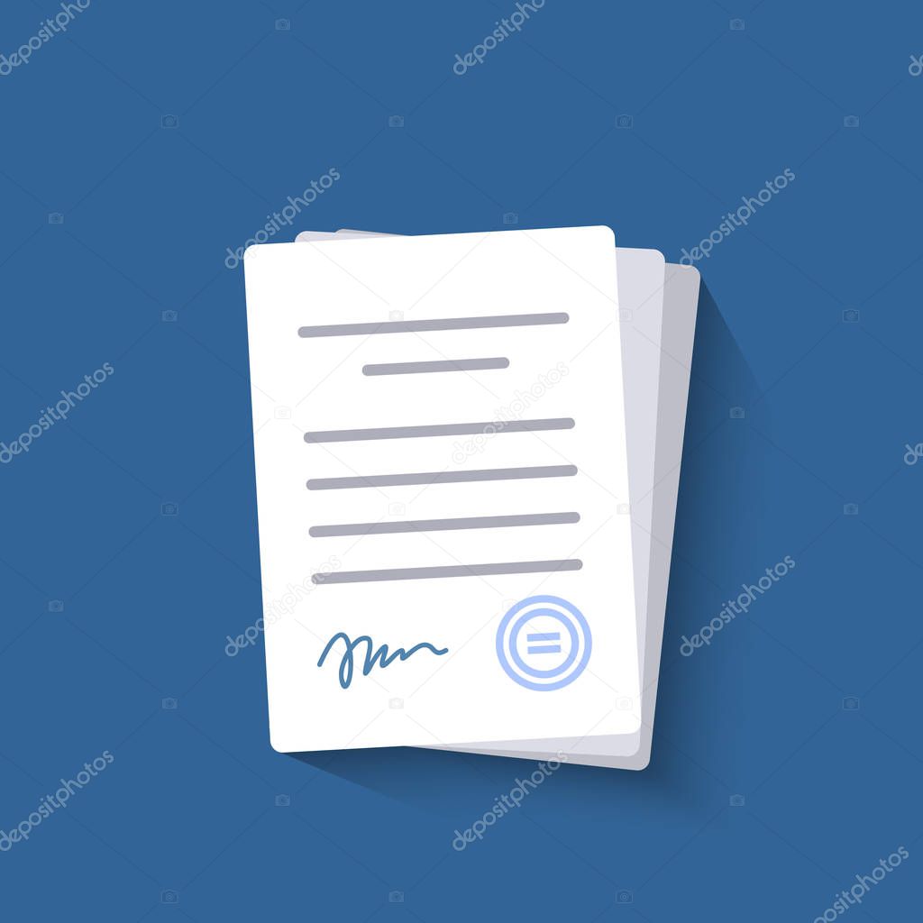 Office documents isolated. Financial papers with shadow. Stack of paperwork. Important papers.Business writing blank. Documentation vector.