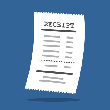 Kağıt alış irsaliyesinde izole bir düz stil. Vektör çizim.