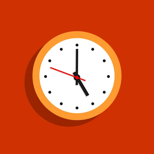 Horloge Orange Accrochée Mur Illustration Vectorielle Dans Style Dessin Animé — Image vectorielle