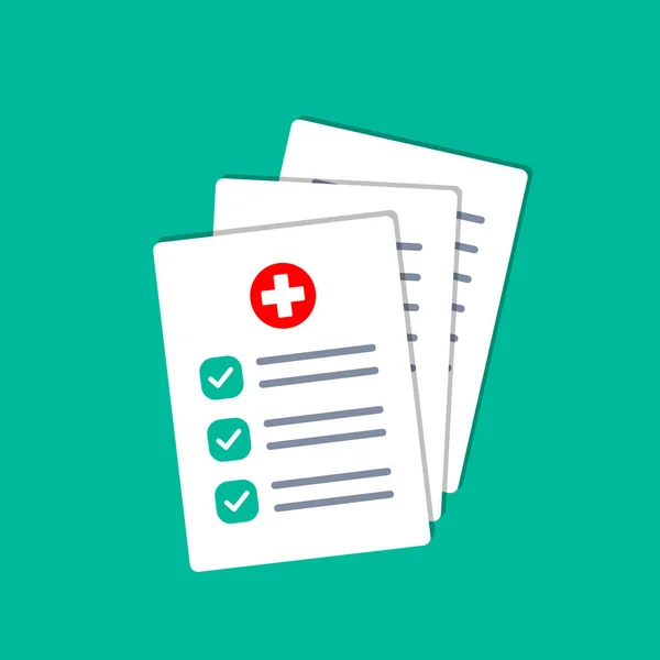 Χαρτιά Γιατρού Αποτελέσματα Των Ιατρικών Δοκιμών Εικονογράφηση Ασφαλιστικές Φόρμες Επίπεδη — Διανυσματικό Αρχείο