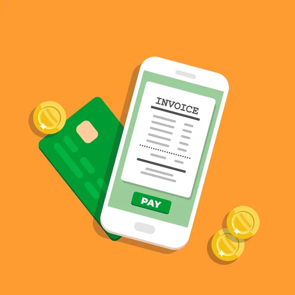 Notificación Sobre Las Transacciones Financieras Smartphone Con Factura Electrónica Coint — Vector de stock