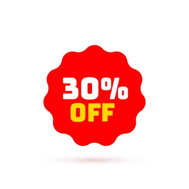 İndirim teklif ile etiketleyin. Düşük maliyetli simgesi. Düz stil Promo simgesini. Vektör promosyon kırmızı etiket.