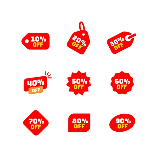 Tags Set Discount Offer Low Cost Icon Promo Icon Flat — Stock Vector