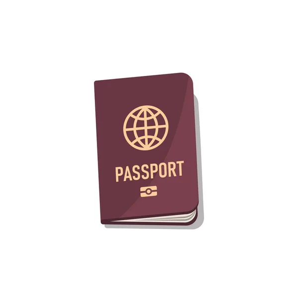 Pasaporte Con Sombra Vista Superior Ilustración Estilo Plano Vector Objeto — Vector de stock