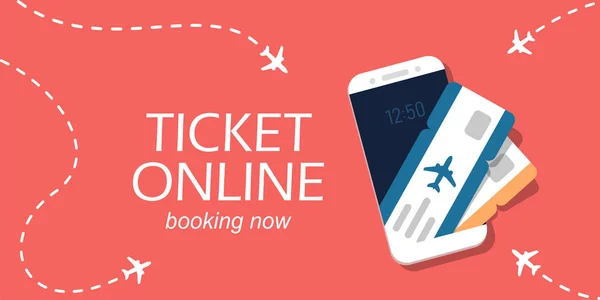 Bilety Lotnicze Ekran Smartfona Pomysł Zakupu Biletów Online Ilustracja Wektorowa — Wektor stockowy