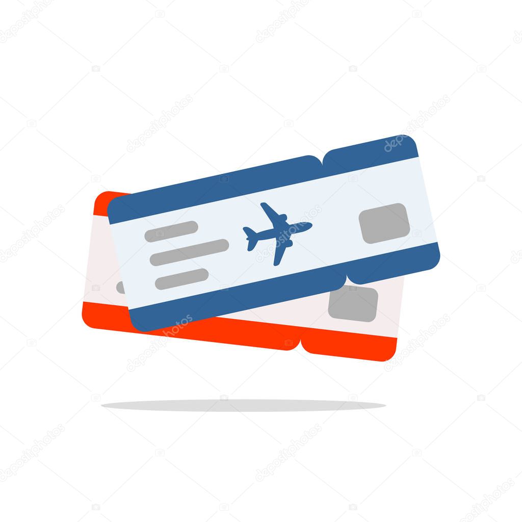 Blue and red air tickets. Illustration in flat style. Vector isolated object.