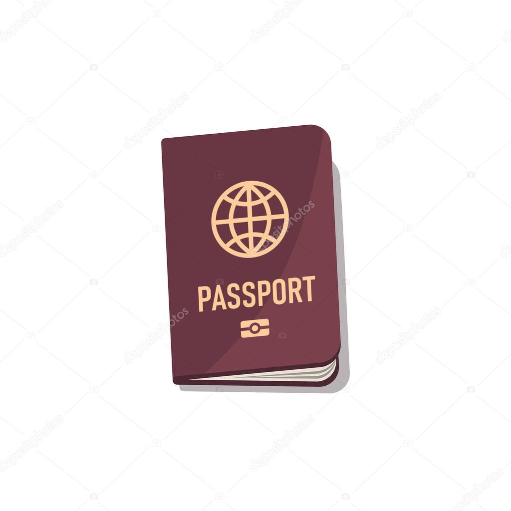 Passport with shadow. View top. illustration in flat style. Vector isolated object.