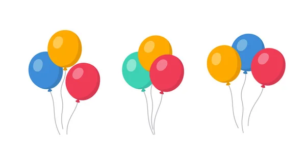 Montón Globos Volando Aire Feliz Cumpleaños Concepto Fiesta Ilustración Vectorial — Archivo Imágenes Vectoriales