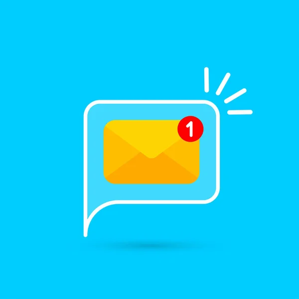 Enveloppe Postale Jaune Sur Bulle Blanche Notification Par Courrier Avec — Image vectorielle