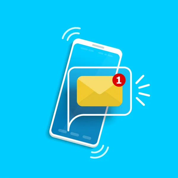 Notification Par Courriel Non Lue Nouveau Message Sur Écran Smartphone — Image vectorielle