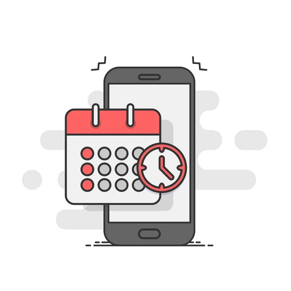 Akıllı Telefon Ekranında Uygulama Planlama Takvim Program Randevu Konsept Düz — Stok Vektör