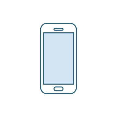 Cep telefonu simgesi. Smartphone vektör Illustration. Beyaz beckgraund üzerinde izole piktogram. dokunmatik ekran ile telefonun oncept. Düz tarzda web tasarımı için siyah sembolü. Düğme veya uygulama simgesi